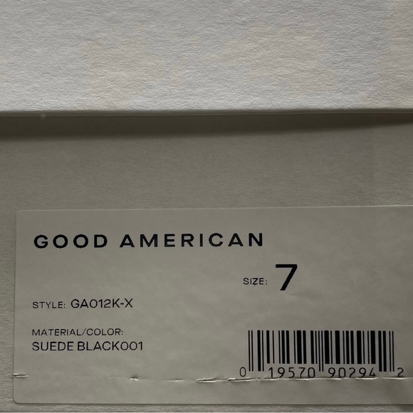 Good American Bootie Scandal Black Suede Leather Lace Up Heeled Ankle Size 7 - Picture 6 of 10